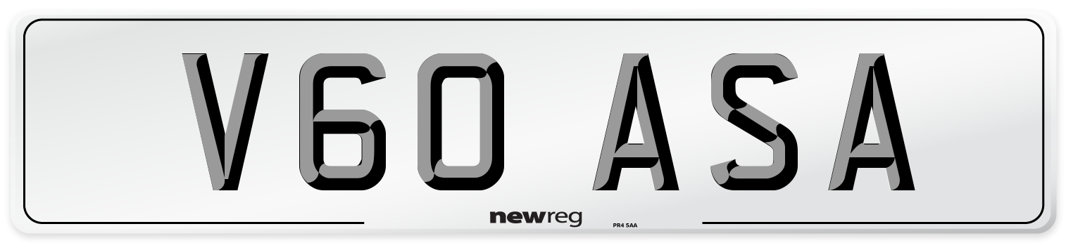 V60 ASA Number Plate from New Reg